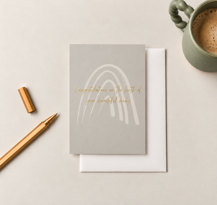 Beautiful Baby White Rainbow Greetings Card