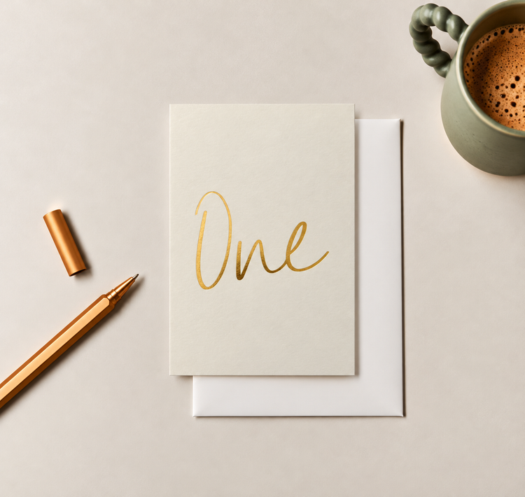 One Gold Foil Greetings Card
