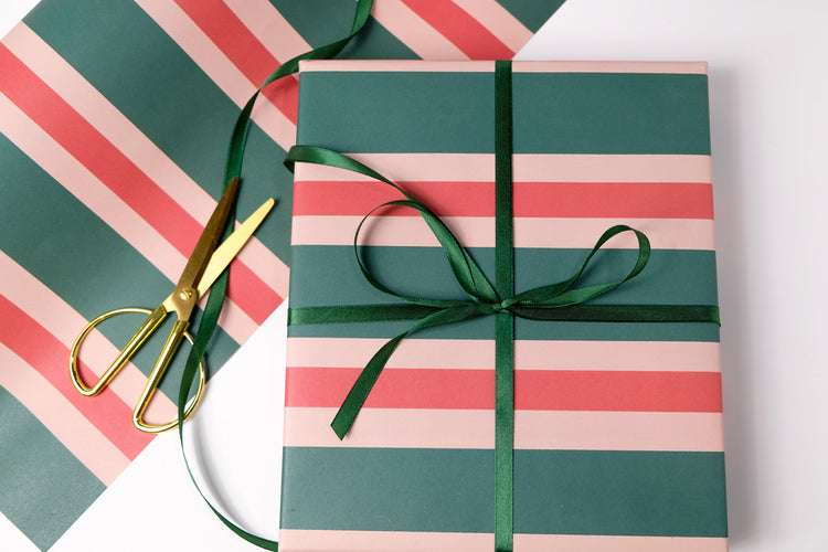 RED AND GREEN STRIPE WRAPPING PAPER