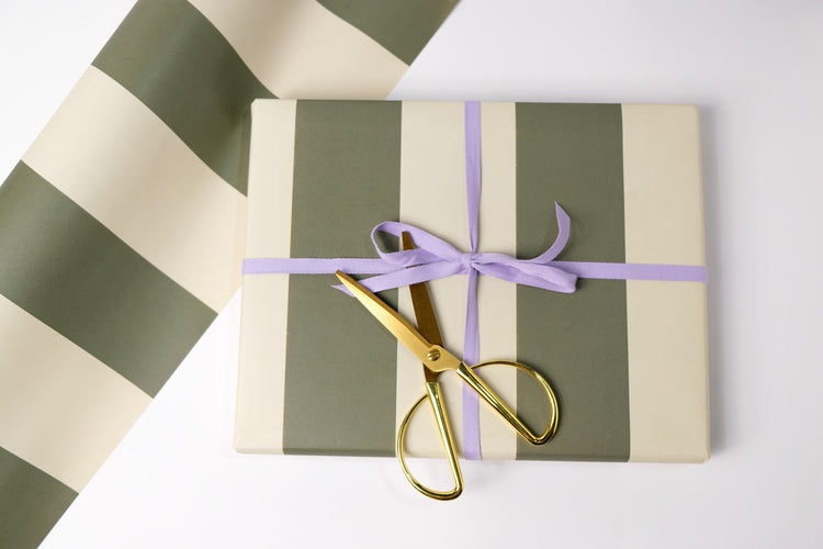 GREEN AND WHITE STRIPE GIFT WRAP