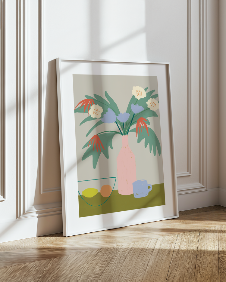 PINK VASE WITH FLOWERS PRINT