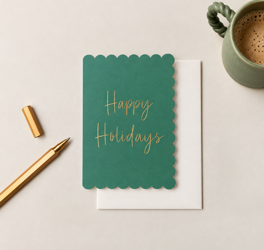 Happy Holidays Green Greetings Card