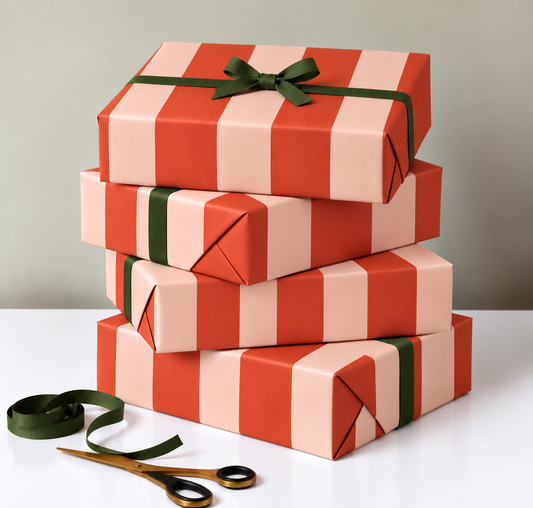 Red Stripe Gift Wrap Set Of 2