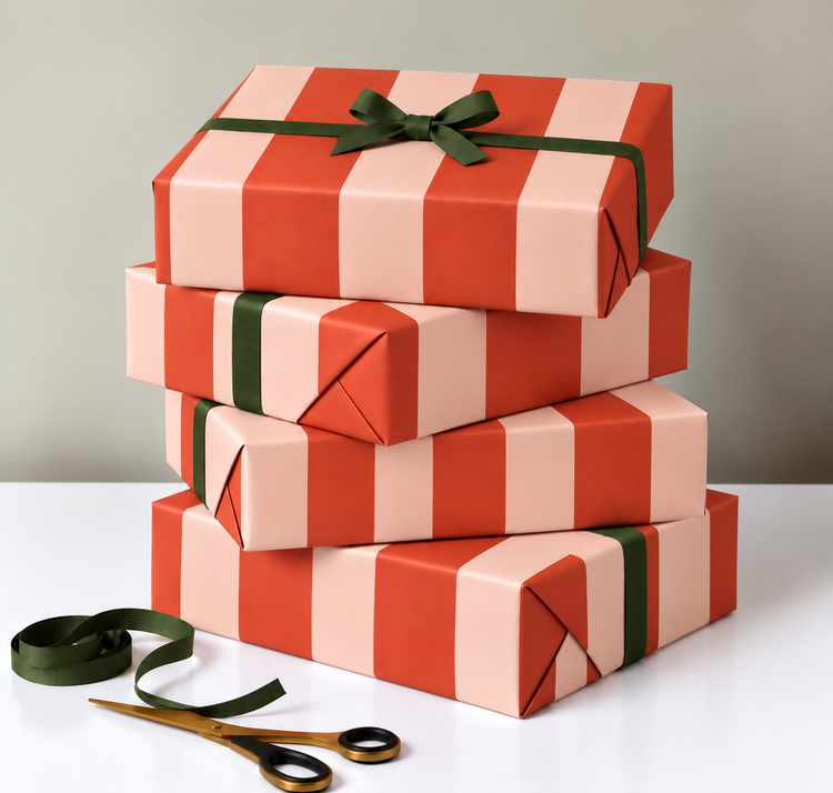 Red Stripe Gift Wrap Set Of 2